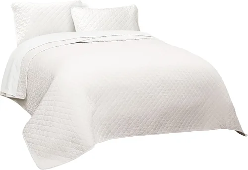 Miniatura 7 de Lush Decor Ava - Juego de colcha de 3 piezas con diseño de diamantes, tamaño King, color blanco