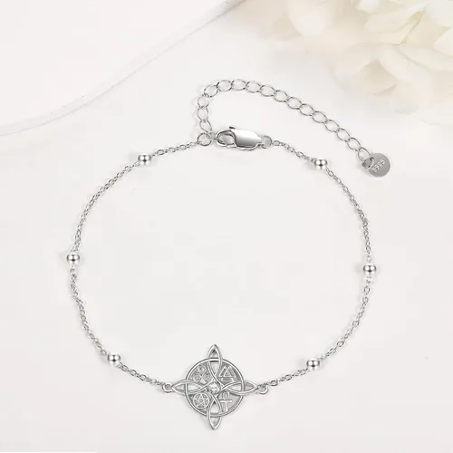 Miniatura 4 de YAFEINI Nudo de Bruja Plata 925 Pulsera de Nudo de Bruja Original de Plata de Ley Celta Pulsera de Bruja para Mujer Regalos de Bruja