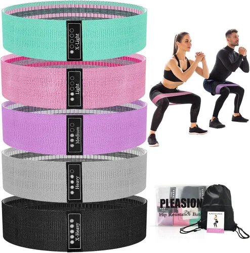 Bandas de resistencia de tela para entrenar, 5 niveles de bandas de glúteos para mujeres y hombres, bandas de tela para ejercicio, bandas de