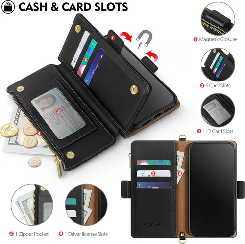 Miniatura 5 de Antsturdy Funda tipo cartera compatible con iPhone 11, piel sintética, con bloqueo RFID, funda cruzada para teléfono para mujeres y hombres
