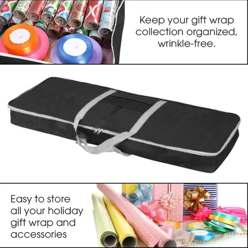 Miniatura 4 de Organizador de papel de regalo de Navidad Caja de almacenamiento de papel de regalo (37 x 14 x 4 pulgadas), fabricada con material Oxford 600D