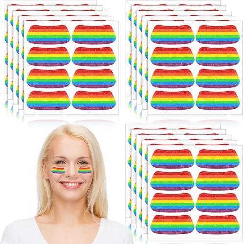Miniatura 41 de Cholemy 120 pares de calcomanías negras de ojo a granel, calcomanías con purpurina de béisbol, fútbol, sóftbol, fiesta, accesorios para el día