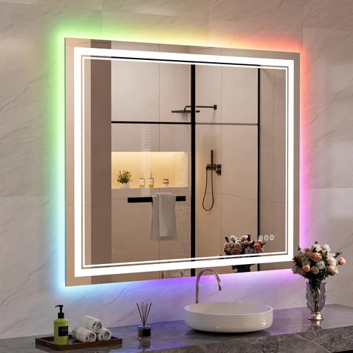 Miniatura 13 de Espejo de baño LED de 72 x 36 pulgadas, retroiluminado y frontal iluminado, espejo de tocador grande iluminado con luces, antiniebla, regulable