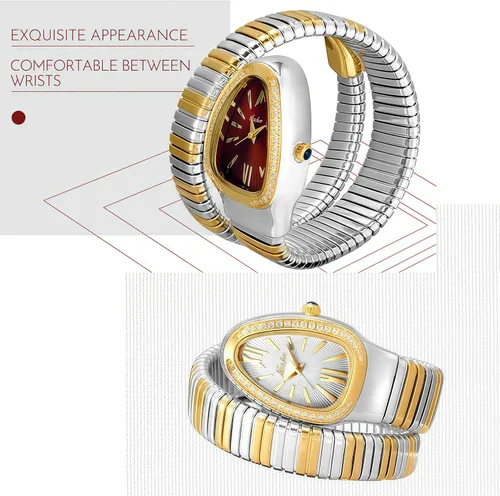 Miniatura 2 de MASTOP Reloj de cara de serpiente para mujer, con forma de serpiente, relojes para mujer, relojes impermeables de acero delicado para mujer, relojes