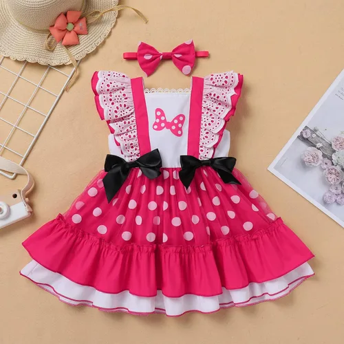 Miniatura 4 de Vestido de princesa a cuadros para bebé, sin mangas, vintage, de encaje, a cuadros, vestido de princesa acampanado con diadema