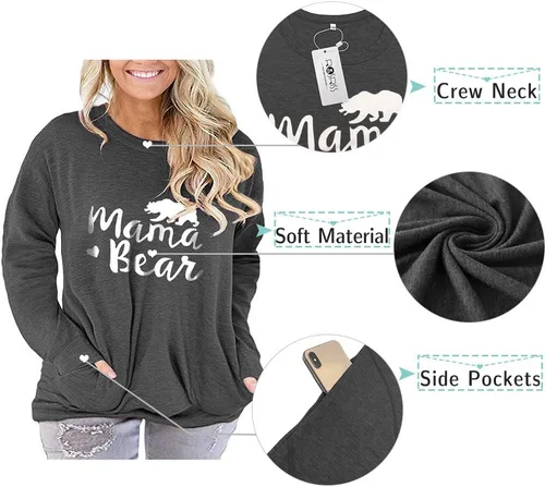 Miniatura 4 de ROSRISS - Camisetas de talla extragrande para mujer, de manga larga, estilo casual tipo túnica, cuello en V, con bolsillos
