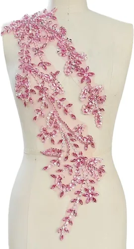 Miniatura 14 de PLune Diamantes de imitación acrílicos brillantes hechos a mano en apliques de encaje, cuentas de costura, parches para accesorios para vestido