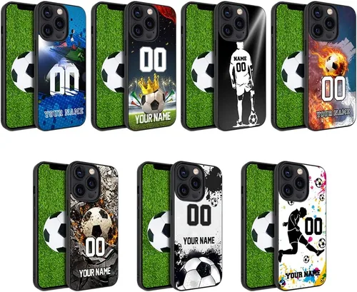 Miniatura 2 de Funda de teléfono de fútbol personalizada con nombre/número para iPhone 14 13 12 11 Pro Max XR XS Samsung Galaxy S23 Plus Ultra S22 S21 S20 FE Note