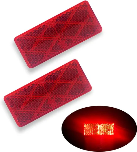 Miniatura 7 de E-Mark DOT 4A CCC 2 piezas de reflector rectangular autoadhesivo adhesivo para remolque, entrada de correo, buzón (ámbar)