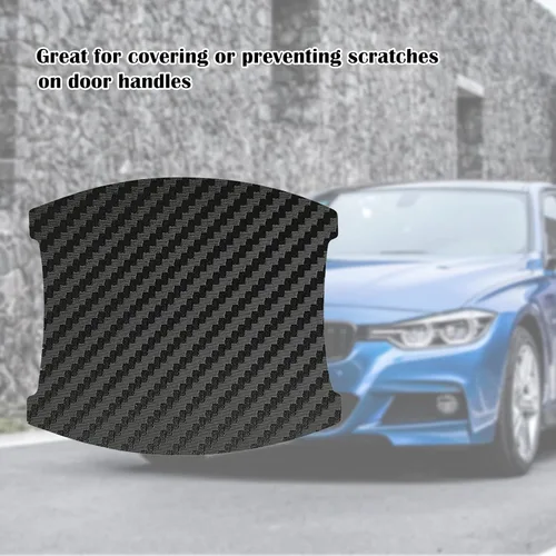 Miniatura 8 de kingsea 4 protectores de arañazos para manija de puerta de automóvil, textura magnética extraíble de fibra de carbono 3D, textura de fibra