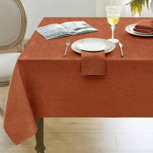 Miniatura 13 de Softalker Mantel pequeño rectangular con textura de lino de 52 x 70 pulgadas, para exteriores, resistente a las manchas y a las arrugas, decorativo