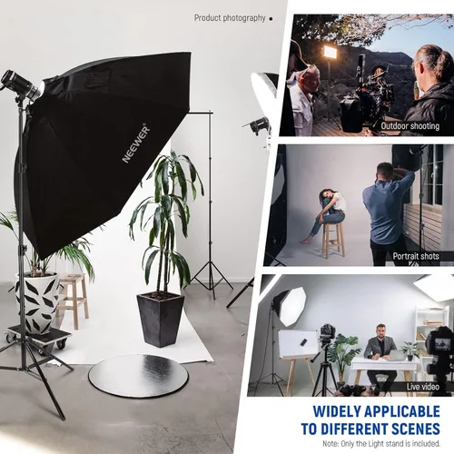 Miniatura 5 de NEEWER Soporte de luz acolchado de aire de 8.5 pies/8.5 ft, soporte de trípode de fotografía de metal resistente con espiga reversible de 1/4 a 3/8