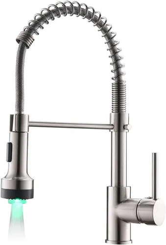 Miniatura 14 de AIMADI - Grifo de cocina dorado con rociador extraíble, grifo de cocina comercial de una sola manija con placa de cubierta, acabado en oro cepillado