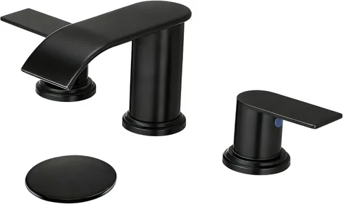 Miniatura 11 de Grifo de lavabo de baño en cascada de 4 pulgadas de níquel cepillado con llave de lavabo de baño con drenaje emergente de 2 o 3 agujeros, grifo