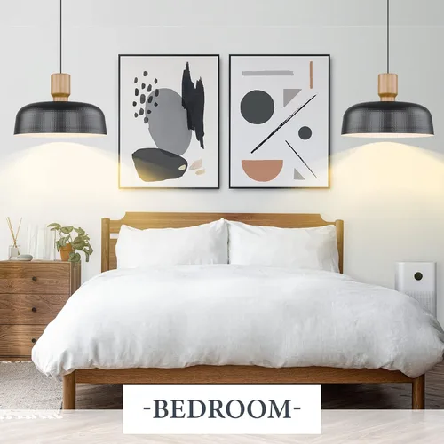 Miniatura 5 de Darkaway Lámpara colgante industrial grande de 18.1 pulgadas con pantalla de metal martillado, iluminación colgante negra sobredimensionada