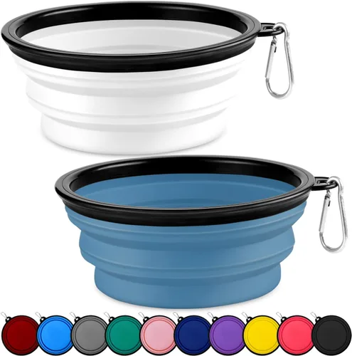 Miniatura 8 de Cuencos plegables para perros, paquete de 2 unidades de tamaño grande para perros grandes/medianos, cuencos de agua de viaje para mascotas, cuenco