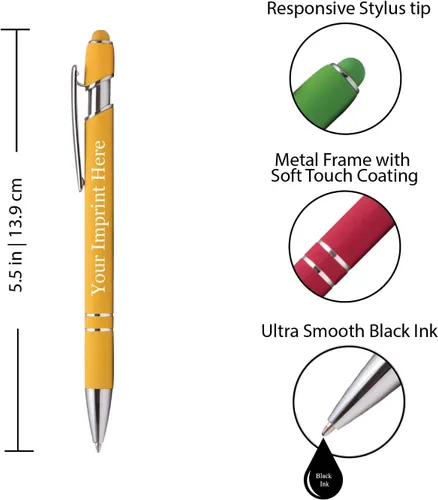 Miniatura 2 de ExpressDesigns™ - Bolígrafos personalizados premium con lápiz óptico Ráfaga de color Bolígrafos personalizados con nombre impreso de metal suave