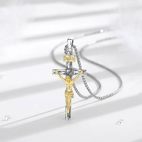 Miniatura 137 de Vito Collar de plata de ley 925 para mujeres y hombres, San Benito, crucifijo, Caravaca, San Cristóbal, San Judas, medalla patronal, amuleto