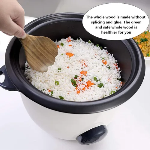 Miniatura 5 de 2 palas de arroz de madera, cucharas de arroz antiadherentes, cuchara de servir, cucharas de cocina, utensilios de cocina, 7.09 pulgadas