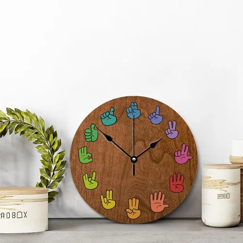 Miniatura 5 de ASL - Reloj de pared de grano de madera de 10 pulgadas, reloj de pared de arco iris, funciona con pilas, sin tictac, reloj de madera vintage