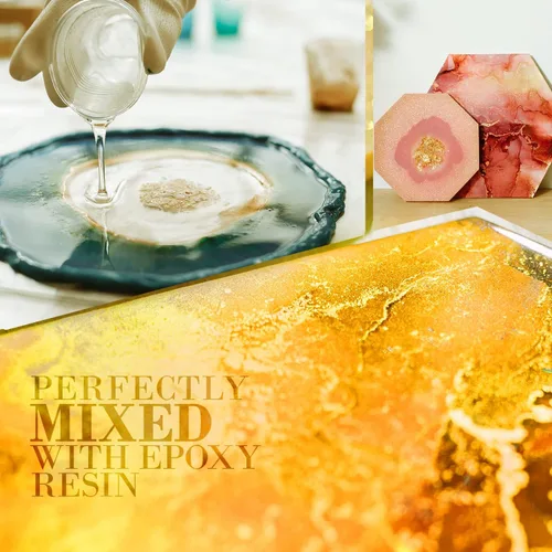 Miniatura 3 de Polvo de mica de oro 24K en resina epoxi, bolsa sellada de 100g/3.5oz – TECHAROOZ Pigmento de color para brillo de labios, colorante para jabón