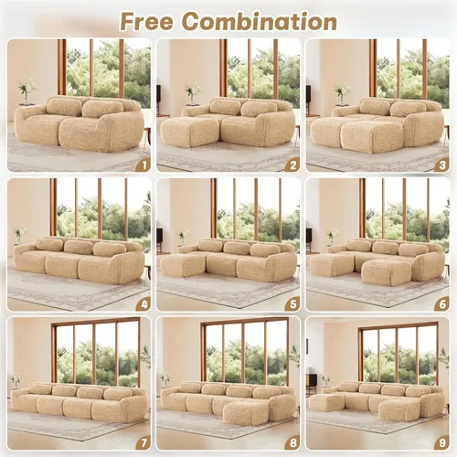 Miniatura 7 de Sofás seccionales modulares sin armazón de 80" para sala de estar, juego de sofá de asiento profundo comprimido de 2 plazas, no requiere montaje