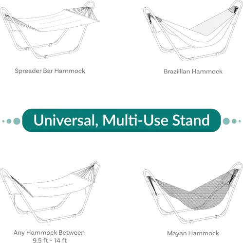Miniatura 2 de Sunnydaze soporte para hamaca universal multiuso de acero resistente de 550 libras de capacidad, para 2 personas, para hamacas de 9 a 14 pies
