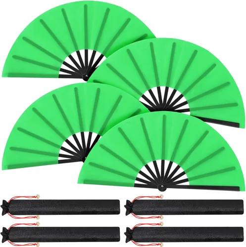 Miniatura 79 de Maitys Paquete de 2 ventiladores de mano plegables grandes de 13 pulgadas, ventiladores chinos de mano grandes para baile de línea, Tai Chi