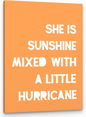 Miniatura 9 de PHAMTE Decoración de pared para dormitorio de niñas, arte de pared con texto en inglés «She is Sunshine Mixed with a Little Hurricane», lienzo