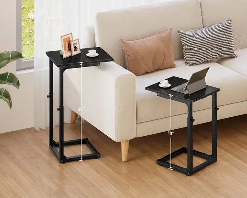 Miniatura 2 de Vagusicc Mesa auxiliar en forma de C para sofá, mesa C de 33 pulgadas de alto, mesa auxiliar de altura ajustable, mesas auxiliares de sofá con marco