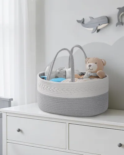 Miniatura 4 de Maliton Organizador de Pañales para Bebé Niño - Cuerda de Algodón para Cambiador, Almacenamiento de Guardería, Artículos Imprescindibles para Bebé