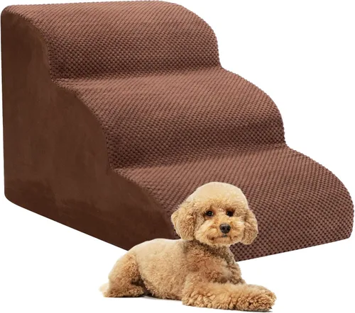Miniatura 25 de Escaleras para perros pequeños, rampa de espuma de alta densidad para perros, escalones extra anchos antideslizantes para camas altas o sofá