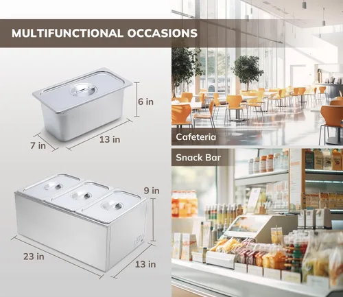 Miniatura 4 de SYBO Calentador de alimentos comercial para mesa de vapor, servidor de buffet, acero inoxidable para catering y restaurantes, calentador eléctrico