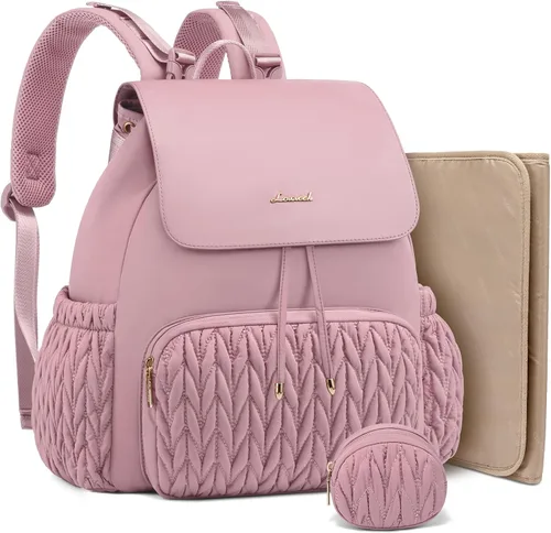 Miniatura 11 de LOVEVOOK Mochila para pañales, bolsa de bebé pequeña, bonita bolsa de pañales para bebé, elegante bolsa de viaje resistente al agua para mamá, Caqui