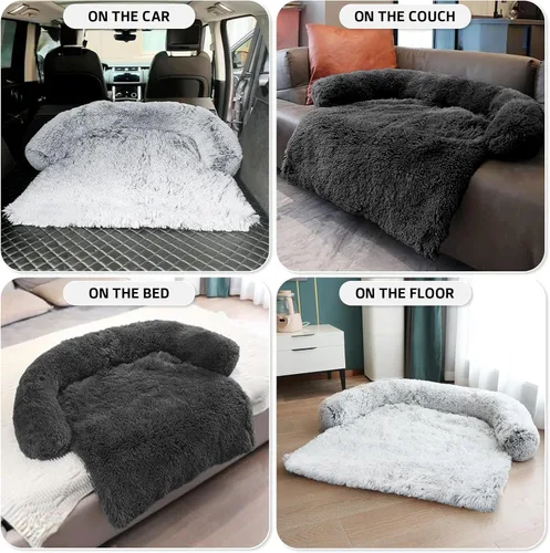 Miniatura 6 de Cama calmante para perro, tapete de felpa esponjosa para perros con protector de muebles con funda extraíble lavable para perros y gatos grandes