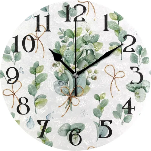 Miniatura 32 de Reloj de pared con mariposas moradas, silencioso, funciona con pilas, floral, sin tictac, decorativo, reloj analógico de cuarzo redondo de 9.5 A01