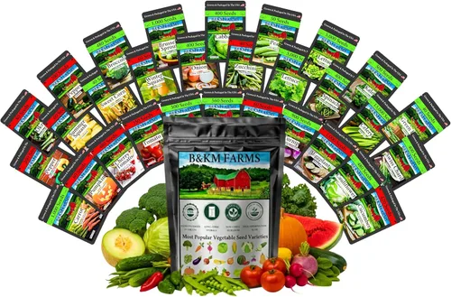 Miniatura 11 de B&KM Farms Más de 30,000 semillas de supervivencia Kit de suministro para más de 5 años. 50 semillas de frutas y verduras sin OMG para plantar un