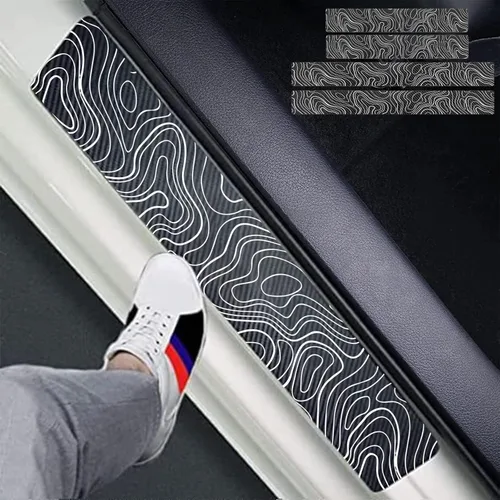 Miniatura 15 de Juego de 4 protectores de fibra de carbono para umbral de puerta de automóvil, protector de entrada decorativo para automóvil, camión, SUV, puertas