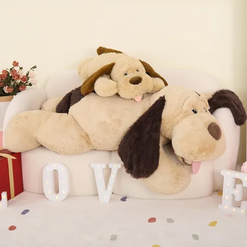 Miniatura 8 de MorisMos Animales de Perro de Peluche Gigantes, Perros de Peluche Grandes de 51 pulgadas, Almohada de Cachorro Grande y Suave para Niños, Niñas