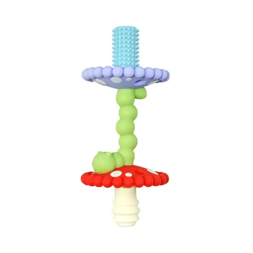 RaZbaby Chompy Varita de Dentición – Tubo de Dentición para Bebé de Silicona Suave y Hueco para Dientes Delanteros y Molares Traseros, Desarrollo