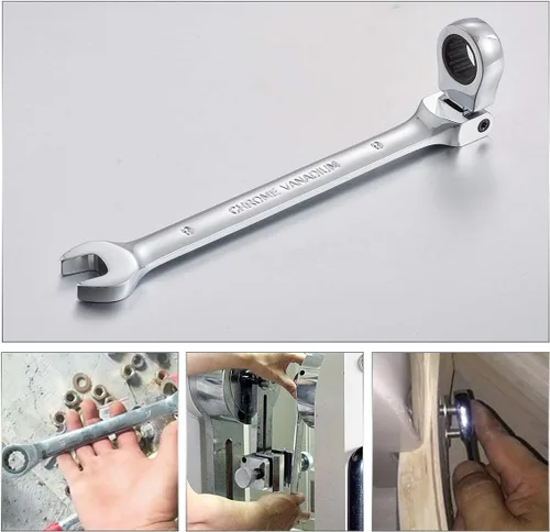 Miniatura 7 de KATUR Juego de llaves de trinquete de 0.354 in, llave combinada de trinquete flexible de acero al cromo vanadio (0.354 in)