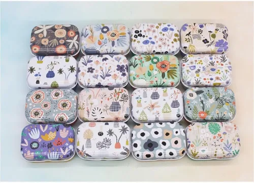 Miniatura 6 de 8 piezas de mini flores de estaño organizador de joyas caja de almacenamiento cajas decorativas pequeñas latas de metal floral con tapas