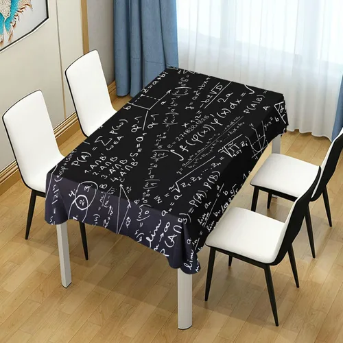 Miniatura 7 de YETTASBIN Mantel cuadrado creativo negro matemático, impermeable, resistente a las manchas, a las arrugas, lavable, de poliéster, para picnic, cena
