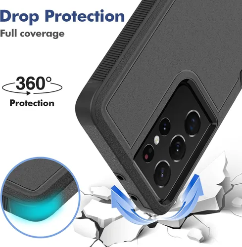 Miniatura 3 de Funda para Samsung Galaxy S21 Ultra: funda protectora de doble capa resistente para teléfono celular, a prueba de golpes, con protector de pantalla