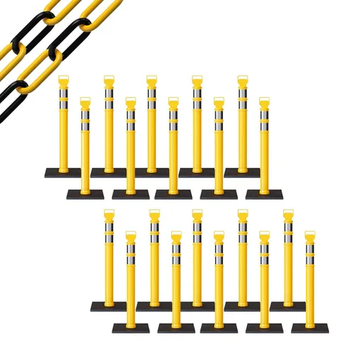 Miniatura 86 de Trafford Industrial - Juego de 20 postes de delineador de 45 pulgadas, collares reflectantes de 3 pulgadas, base de goma de 10 libras
