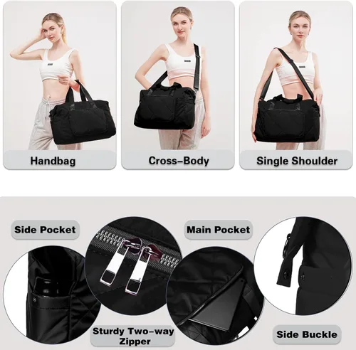 Miniatura 6 de Bolsa deportiva de gimnasio para mujeres y hombres, bolsa de lona ligera de mano para viajes, deportes, gimnasio, yoga, resistente al agua