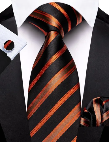 Miniatura 56 de Barry.Wang Juego de corbatas para hombre, corbata de seda a rayas, tejido a cuadros, gemelos formales, negocios, boda