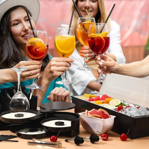 Miniatura 6 de Suministros de bartending - Alfombrilla de bar de 18" x 12" con bandeja de guarnición y tapa, cajuela de bar de 3 niveles, accesorio de vidrio