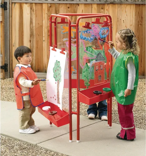 Miniatura 5 de Colorations Caballete de panel acrílico de 3 vías para interiores y exteriores, juego al aire libre, dibujo, caballete ajustable, pintura