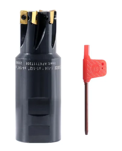 Miniatura 14 de Accusize Industrial Tools Molino de extremo indexable de hombro cuadrado de 90 grados de 1/2 '' con insertos de carburo Apkt11T3, 0056-0913